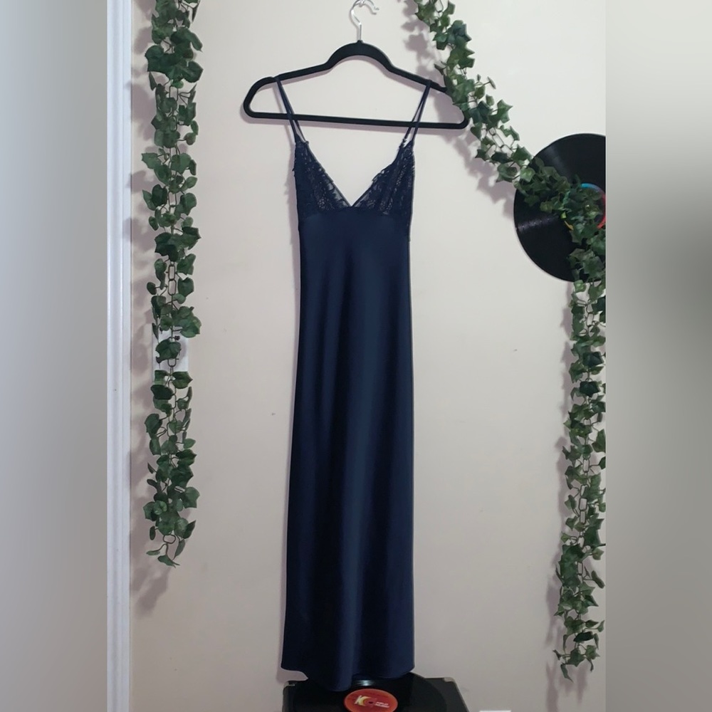 New Victoria’s Secret Silk Dark Blue Backless Dress